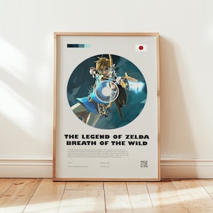 The Legend of Zelda Poster, Breath of the Wild Wall Art, Minimalistische Wanddekoration, mit Rahmen erhältlich, Fine Art Print, Geschenk für Gamer