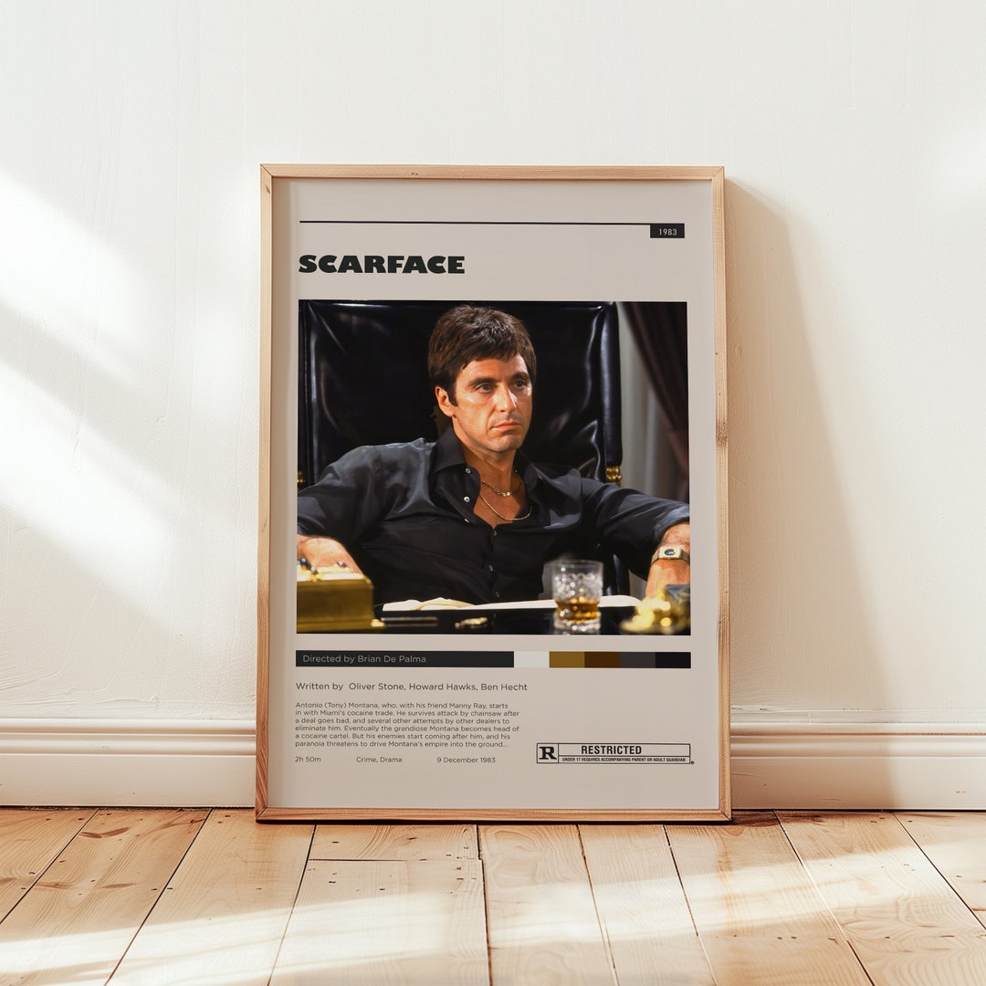 Scarface Poster, Al Pacino Wall Art, Minimalist Wall Decor, Mid Century ...