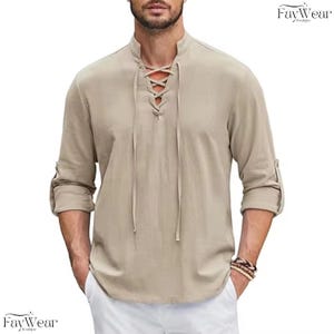 Men Linen Shirt, Classic Casual Shirt, Summer Cotton Linen Shirt, Men Streetwear Fashion Shirts, Long Sleeve Loose Shirts, Gift for Him,