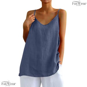 Women&#39;s tops, Boho Summer Blouse, Aesthetic Oversized Tunic Top, Cotton Linen Shirt, Loose Sleeveless Tops, Simple Clothing, Linen Blouse