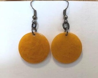 Butterscotch Bakelite earrings - fishhook earrings 1 1/2"
