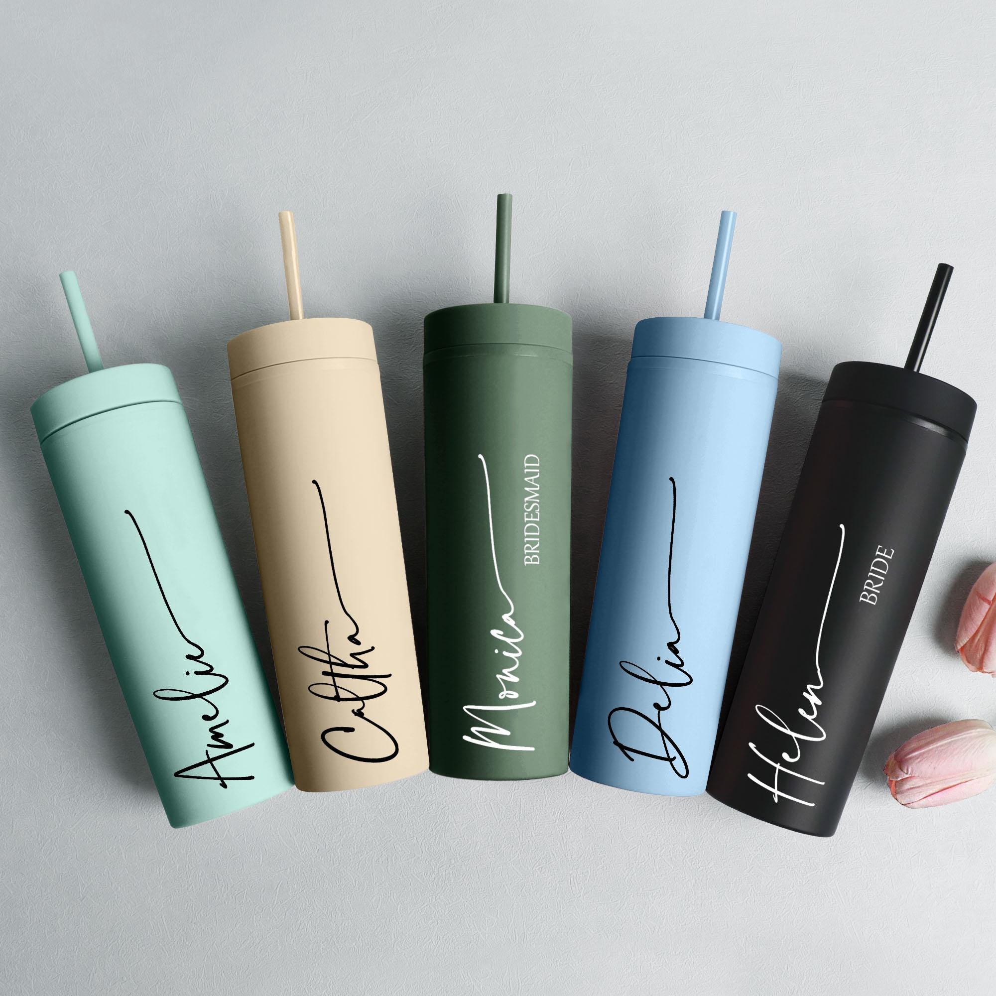 Bridesmaid Gift, Personalized Tumbler with Lid and Straw, Christmas Tumbler, 16 oz Skinny Cup,Bridesmaid Proposal,Bachelorette Party Gifts
