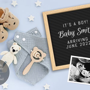 Anuncio de embarazo editable Imagen digital / Baby Boy / Anuncio de it's a Boy / Redes sociales / Gender Reveal Blue Digital Image