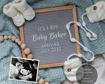 Winter Baby Announcement, Letter Board Template (Digital Download)