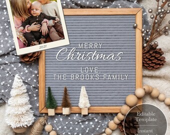 Letter Board Christmas Card with Photo | Editable Digital Template