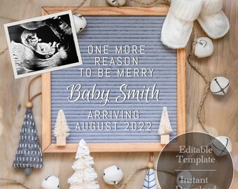 Editable Pregnancy Announcement / Winter image Letterboard / baby announcement / Social Media / Gender Neutral /Reveal