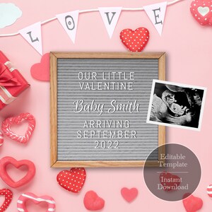 Editable Digital Valentine&#39;s Day Pregnancy Announcement / Instant download / Social Media / Letter board / Template