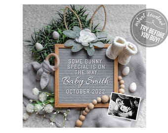 Easter Baby Announcement Digital Template / Social Media / Gender Neutral / Baby Reveal