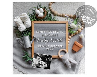 Spring Pregnancy Announcement Template, Social Media (Digital Download)