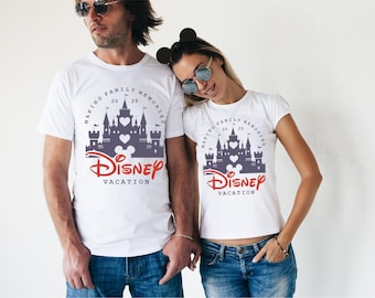 Chemise personnalisée Disney Squad, chemise Disneyworld 2026 assortie, chemise voyage Disney 2026, chemises personnalisées vacances en famille Disney, chemise Disney