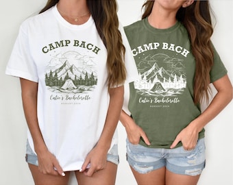 Custom Camp Bachelorette Party Shirt Vintage Camping Bachelorette Tshirt Mountain Bride Tee Camp Themed Bachelorette Hiking Bridal Party