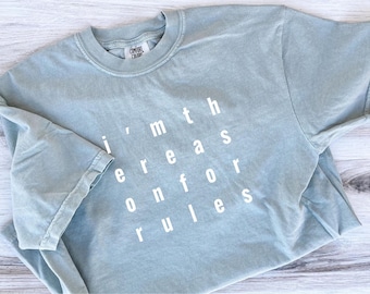 I'm The Reason For Rules Funny Tshirt, Sarcastic Gift Tee for Women & Men, Comfort Colors 1717, Bella Canvas 3001, Kids Toddler Matching Set