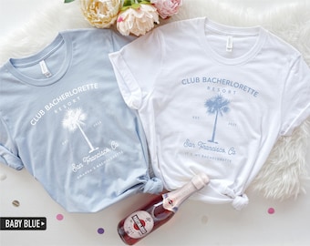 Personalized Bachelorette Resort Tee with Palm Tree Design-Custom Bridal Party T-Shirt for Beach Trips & Tropical Getaways-Bride Squad Gift