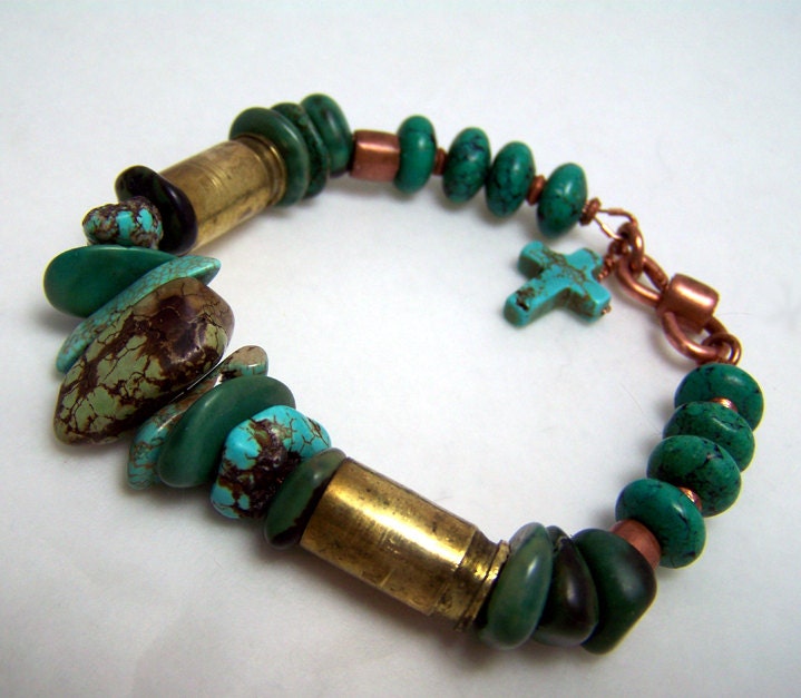 Bullet Shell Bracelet Ammo Bullet Casing Bracelet Turquoise Etsy