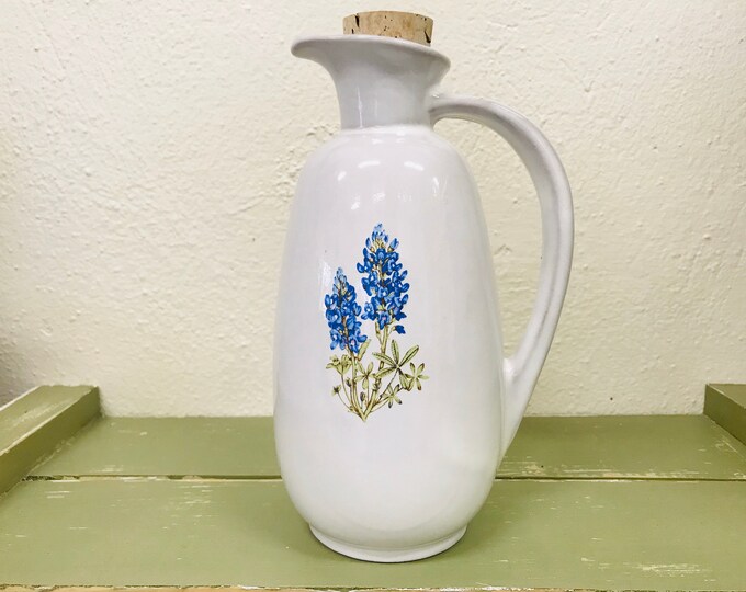 Vintage Frankoma Bluebonnet Small Scale Pitcher With Cork Top - Retro ...