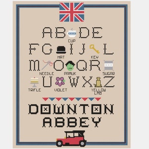 Downton Abbey Alphabet Cross Stitch Sampler Pattern