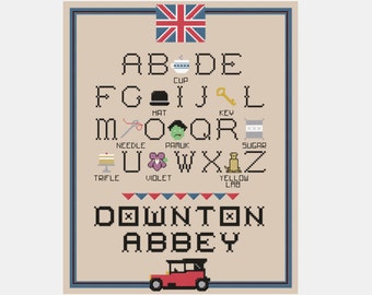 Downton Abbey Alphabet Cross Stitch Sampler Pattern