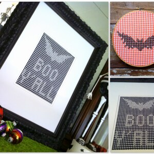 Boo Y'all Halloween Chicken Scratch Gingham Embroidery Pattern and Tutorial Sales Benefit Pollinators image 1
