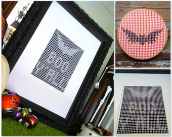 Boo Y'all Halloween Chicken Scratch Gingham Embroidery Pattern and Tutorial - Sales Benefit Pollinators