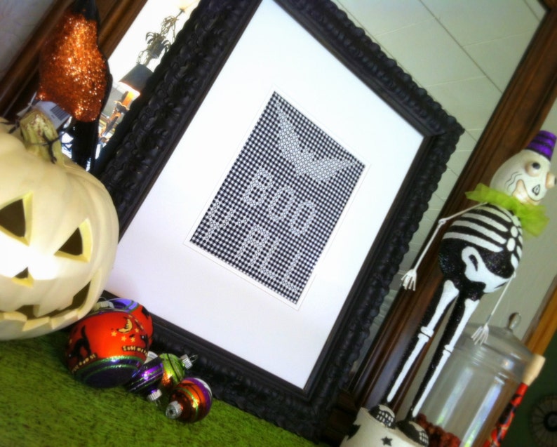 Boo Y'all Halloween Chicken Scratch Gingham Embroidery Pattern and Tutorial Sales Benefit Pollinators image 2