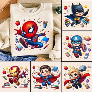 6 Cartoon Superhero Png, Back To School Png Bundle, Funny Cartoon Png, Cartoon Friends Png, Back To School Cartoon Png