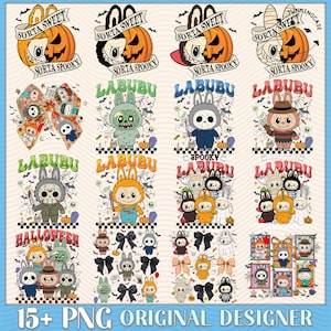 15+ Cute Spooky Doll Monster Characters Bundle Png, Pumpkin Doll For Kids Girls Png, Monster Doll Horror Png, Halloween Monster Dolls Png