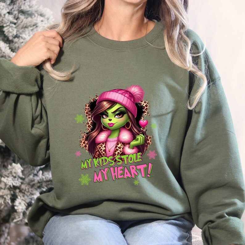 CUSTOM Christmas My Kids Stole My Heart Png, Christmas Green Guy Png