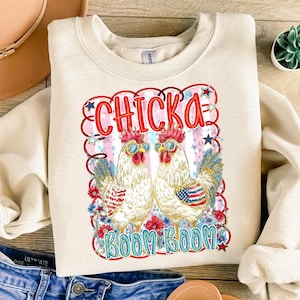 Funny Chicka Boom Boom Chicken Png, Usa Flag Png, Patriotic Png, American Farmer Png, Independence Day Png, 4th Of July Chicken Shirt Png