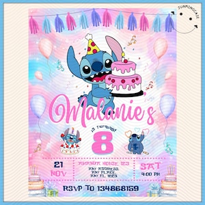 Blue Monster Birthday Party Invitation Template, Editable Cartoon Bday Canva Design, Party Canva For Kid, Cartoon Movie Bday Canva Template