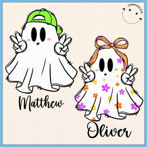 Halloween Boo Ghost Custom Name Girl/Boy Png, Halloween PNG, Boo Ghost Toddler Kid Shirt, Fall Design Png, Personalized Halloween Kid Design