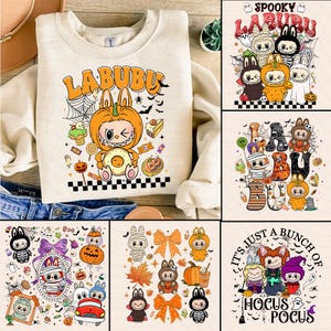 6 Cute Spooky Doll Monster Characters Bundle Png, Pumpkin Doll For Kids Girls Png, Monster Doll Horror Png, Doll Cartoon Halloween Png