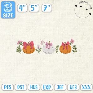 Autumn Pumpkin Embroidery Design, Cozy Fall Season Stitch File in 3 Sizes, Machine Embroidery File, Instant Download