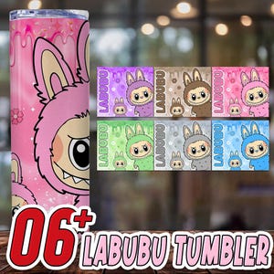Funny Cartoon Character Wrap Design Bundle Png, Trending Pink Cartoon Character 20oz Skinny Tumbler PNG, Gift for Kids