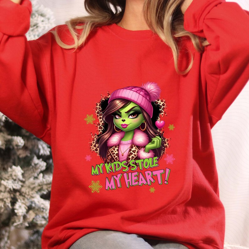 CUSTOM Christmas My Kids Stole My Heart Png, Christmas Green Guy Png
