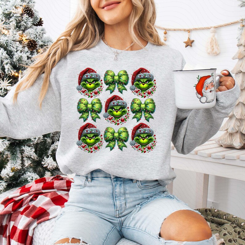 Rhinestone Christmas Coquette Png, Green Character Png, Xmas Holiday