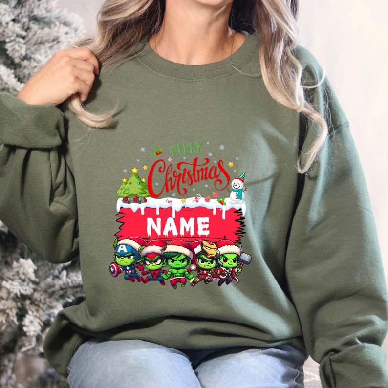 Christmas Custom Kid's Name Png, Superhero Christmas PNG, Boys