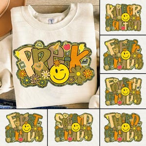 Retro Back To School Camouflage Png Bundle, Kindergarten Dude, Pre K Png, First Day Of School Png, Retro First/ Second/ Third Grade Design