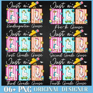 Coquette Neon Back to School Goose PNG Bundle, Teacher First Day of School Design, Preppy Floral Sublimation, Pre-k 1st/2nd/3rd/4th Grade