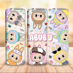 Lustiges Cartoon Wrap Design, Trending Cartoon Friends Charakter 20oz Skinny Tumble PNG, Puppenkarikatur 20oz Skinny Tumble Wrap Png