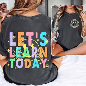 Let’s Learn Today Neon Png, Retro Teacher Png, Smiley Png, Preppy Back To School Png, Neon School Kids Retro Distressed Png