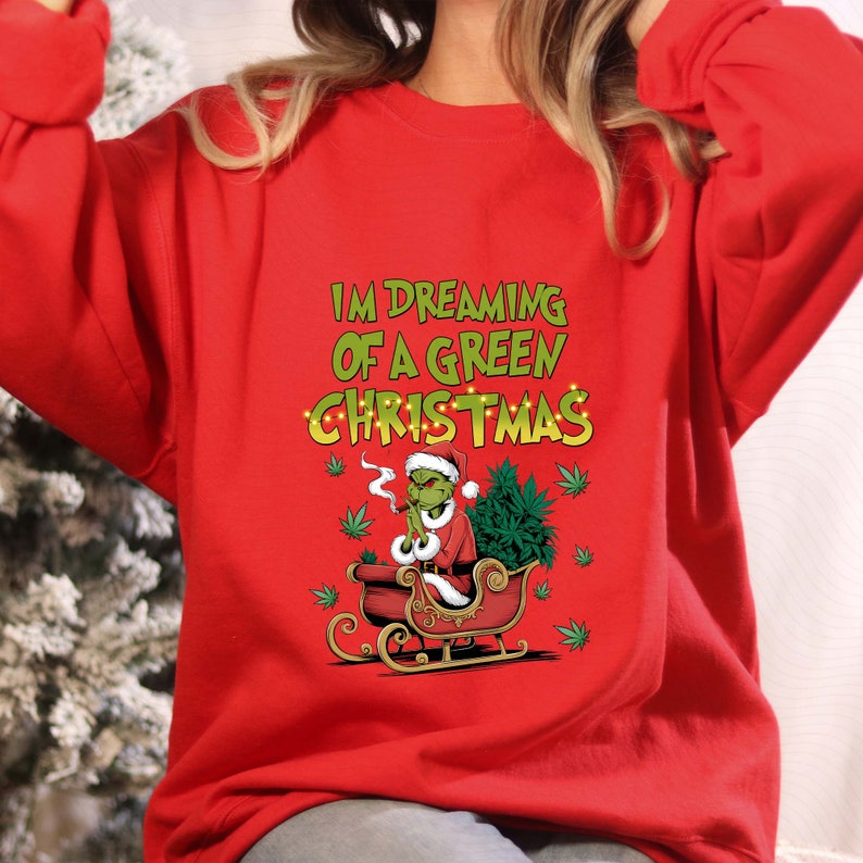 Dreaming of Green Christmas Png, Xmas Cannabis Png, Holiday Marijuana