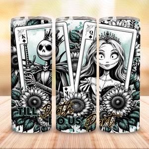 Vaso delgado de 20 oz con diseño de pesadilla de Halloween, vaso de 20 oz con diseño de amigo de Halloween, pesadilla de dibujos animados de Halloween PNG