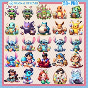 Plus de 50 personnages de Pâques de dessins animés au format PNG, Joyeuses Pâques au format PNG, Monstre de Pâques printanier au format PNG, Pâques de super-héros au format png, Oeuf de Pâques avec personnage au format png