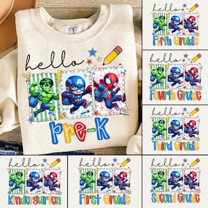 Superhero Back To School Png Bundle, Pre-k 1st/2nd/3rd/4th Grade Png, Preppy Back To School Png, Cartoon First Day Of School Png