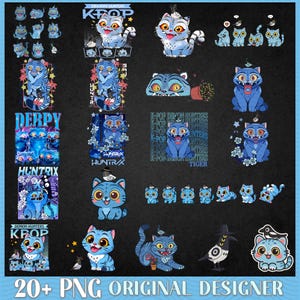 Bundle Kpop Demon Hunters Tiger PNG Digital Download, Demon Hunter Tiger Png, Kpop Huntrix Pin Shirt Designs, Jinu Manga Png