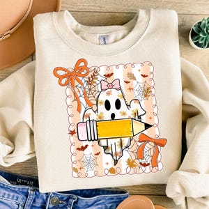Benutzerdefinierte Halloween Lehrer Png, Schule Halloween Png, Süßer Geist Png, Gruselige Saison Png, Retro Herbst Lehrer Png, Preppy Gruselige Lehrer Png