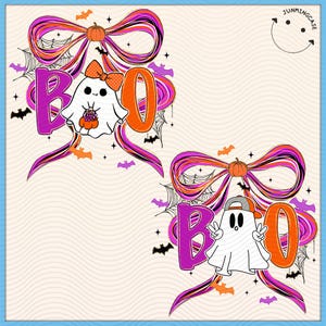 Boo Halloween Ghost Neon Png, Spooky Ghost Png, Neon Pumpkin Halloween Png, Colorful Floral Spooky Season Png, Retro Spooky Boy Girl Png