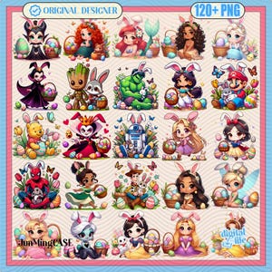120+ Cartoon Easter Character Png Bundle, Happy Easter Day Png, Superhero Easter Eggs Png, Funny Easter Png, Pika Bunny Png
