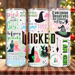 Musical Movie 2024 20oz Skinny Tumbler Wrap Png, Witches Movie Tumbler Wrap Png, Defying Gravity 20oz Coffee Tumbler Wrap Png