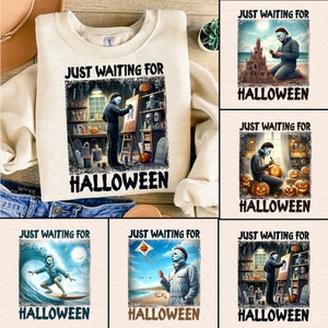 Horror Movie Characters Bundle Png, Just Waiting For Halloween Png, Halloween Character Daily Life Png, Halloween Png